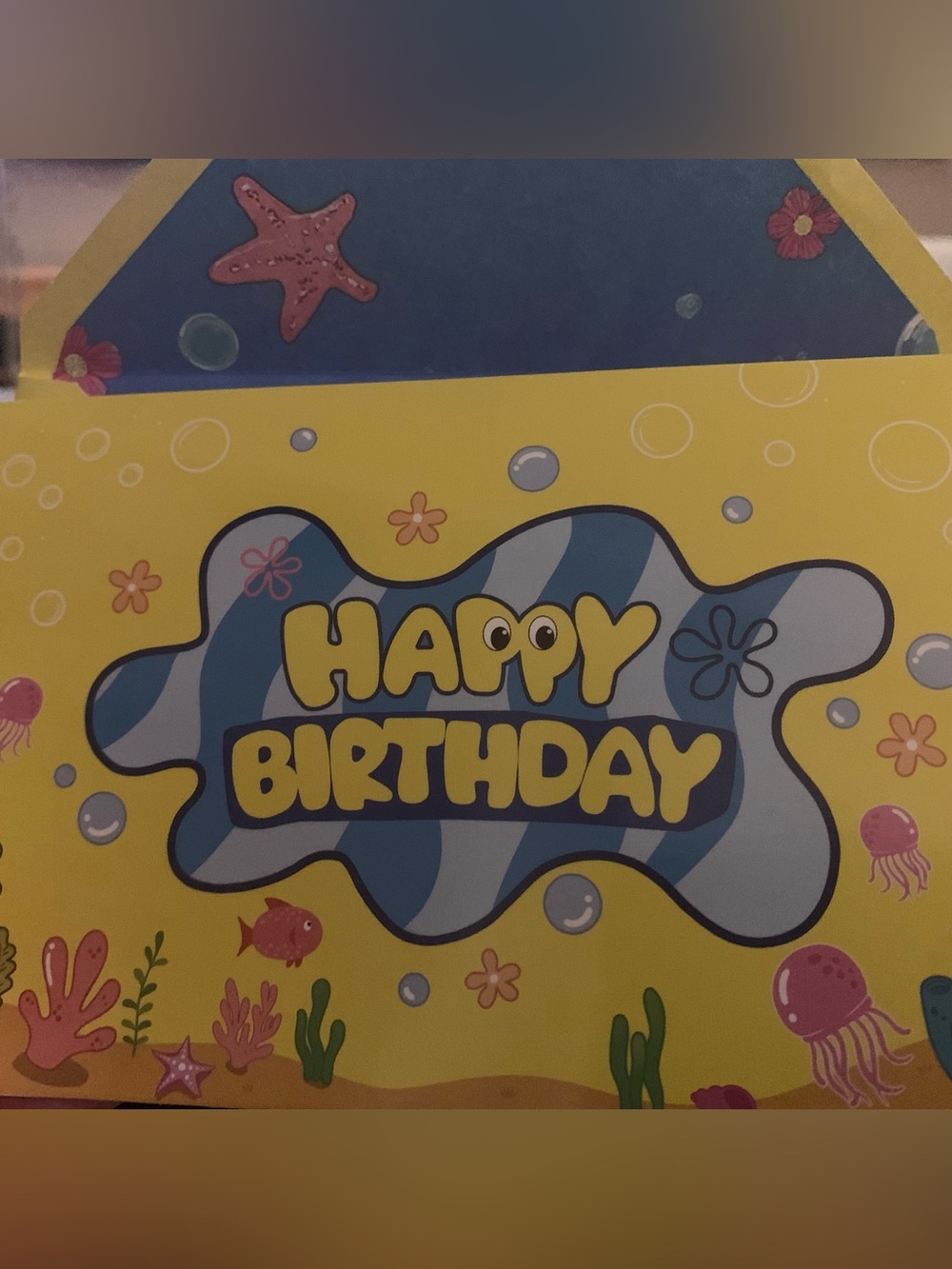 Stamped Sponge Bob “Happy Birthday” blank notecards. Set of 8